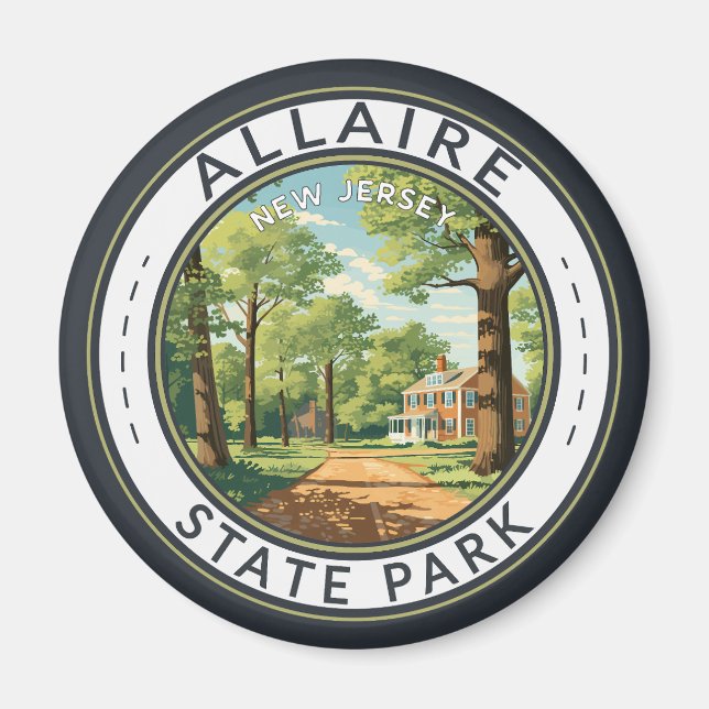 Imán Allaire State Park New Jersey Travel Art Badge (Frente)