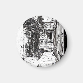 Imán Alleyway Saigon Vietnam Cityscape Pen y arte de la