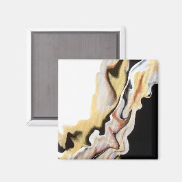 Imán Alligare Abstract Gold Black White Fluid Art