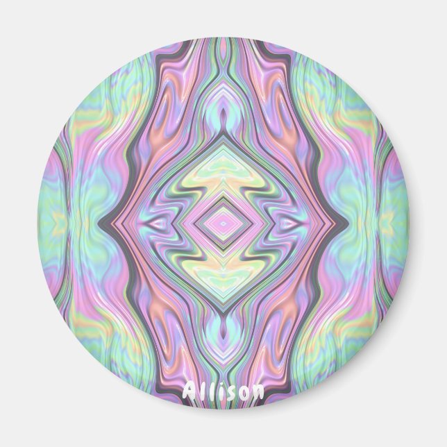 Imán ALLISON ~ Diseño amarillo verde y rosa (Frente)