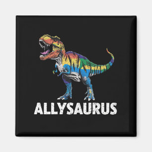 Imán Allysaurus LGBT Dinosaurio Bandera Arcoiris aliado
