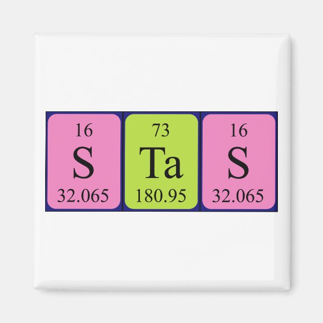 Imán Almacén de nombres de tabla periódicos de Stas (Frente)