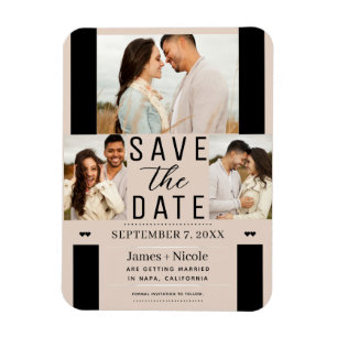 Imán Almendra Bisque Save the Date 3 Fotos Boda