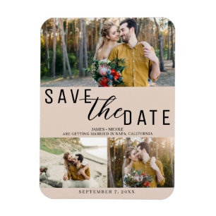 Imán Almendra Bisque Save the Date Boda 3 Fotos