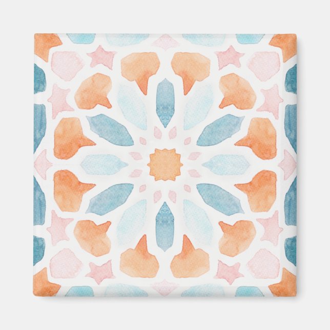 Imán almohada de estilo marroquí de estilo azul y naran (Frente)