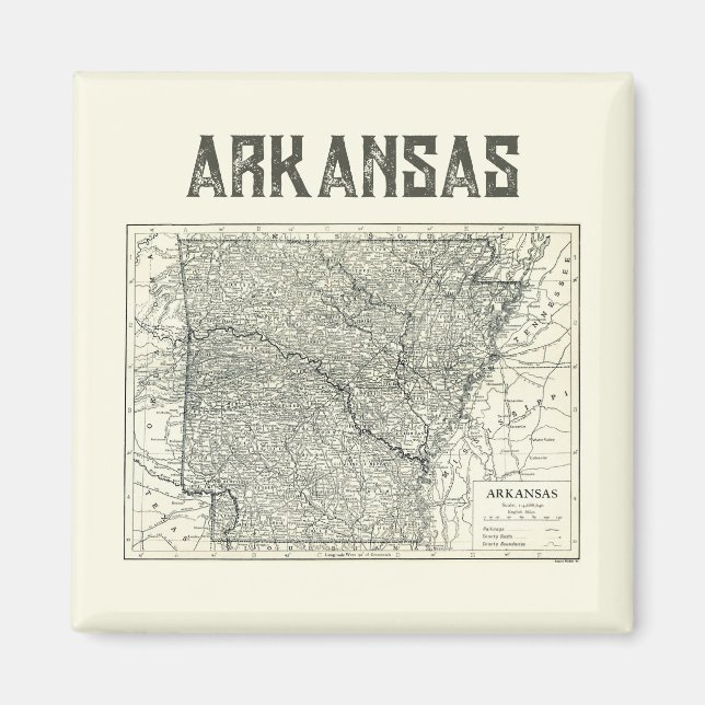 Imán Almohada de Mapa Antiguo de Arkansas (Frente)