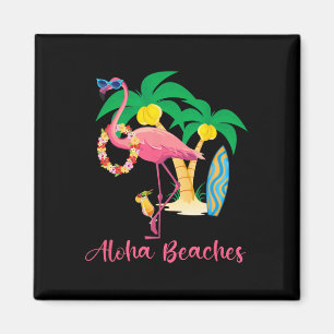 Imán Aloha Beis Hawai Flores Florales Flamingo Tai