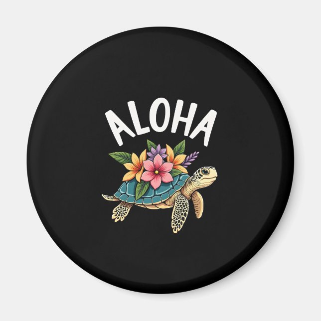 Imán Aloha Hawaii Hawaiian-Shirt Turtle Hibiscus Kids G (Frente)