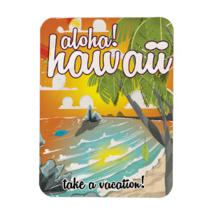 Imán ¡Aloha! Hawaii! personalizado de poster de viajes 
