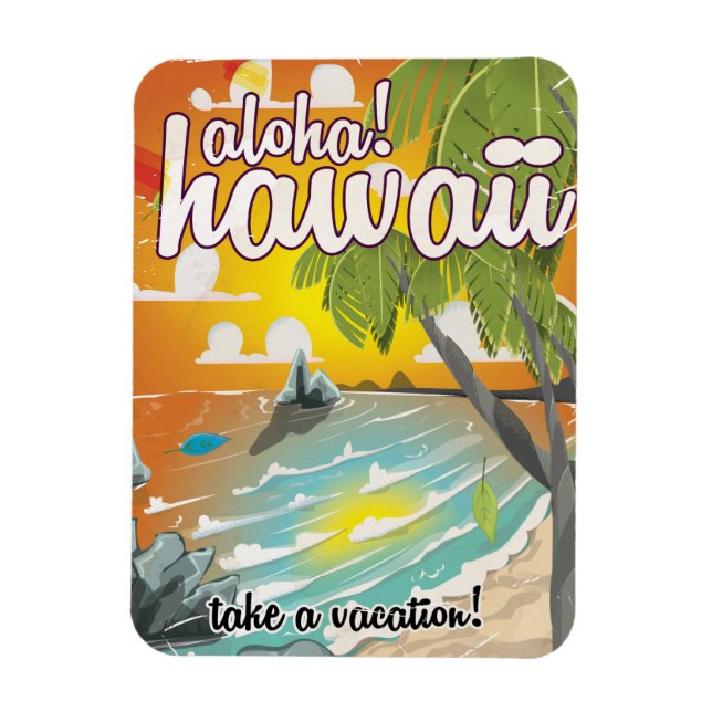 Imán ¡Aloha! Hawaii! personalizado de poster de viajes  (Vertical)