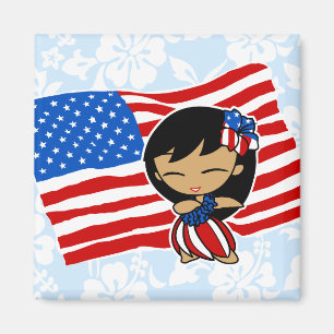 Imán Aloha Honeys Bandera de Estados Unidos Hula Chicas
