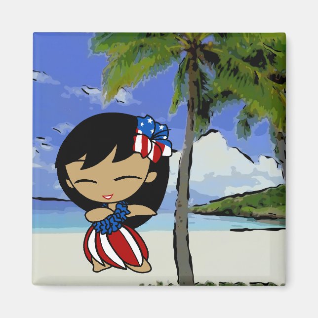 Imán Aloha Honeys Hawaiian Beach Patriotic Magnets (Frente)