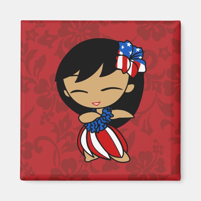 Imán Aloha Honeys Patriotic Hula Chicas Magnets (Frente)