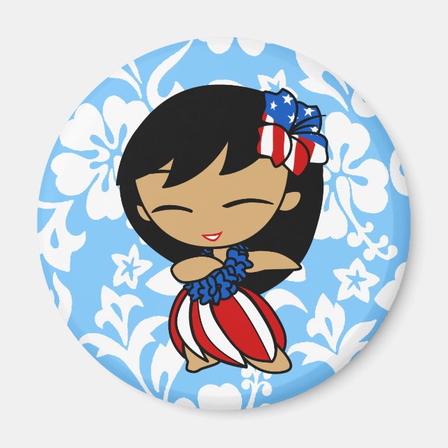 Imán Aloha Honeys Patriotic Hula Chicas Magnets (Frente)