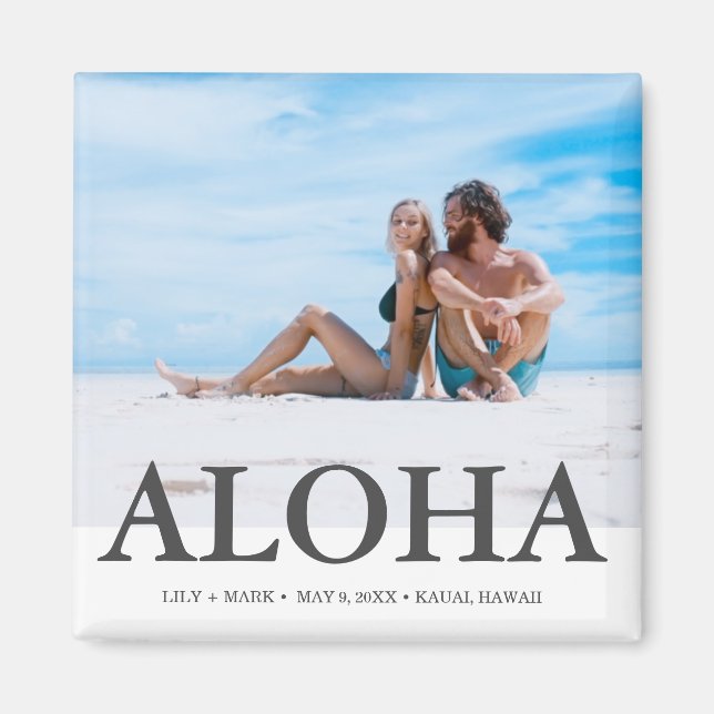 Imán Aloha Photo Hawaii Wedding Save the Date (Frente)