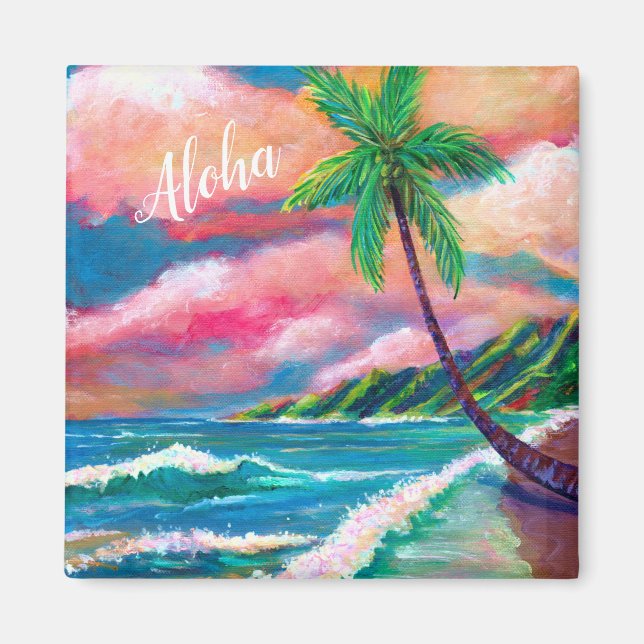 Imán Aloha Tropical Na Pali Costa de Kauai Magnet (Frente)