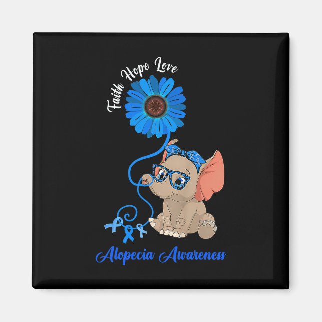 Imán Alopecia Conciencia Elephant Faith Hope Love Sunfl (Frente)