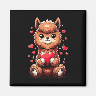 Imán Alpaca sosteniendo el corazón El día de San Valent