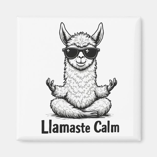 Imán Alpaca Stay Calm Llamaste Lama Yoga Funny (Frente)