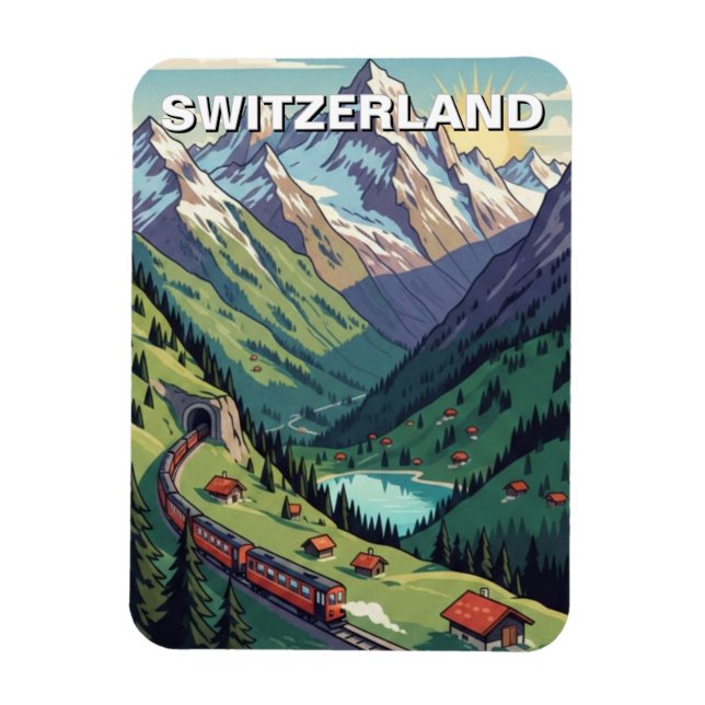 Imán Alpes suizos Suiza Viajes (Vertical)