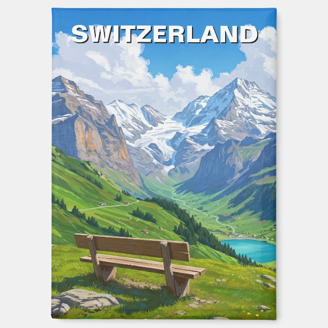 Imán Alpes suizos Suiza Viajes (Anverso)