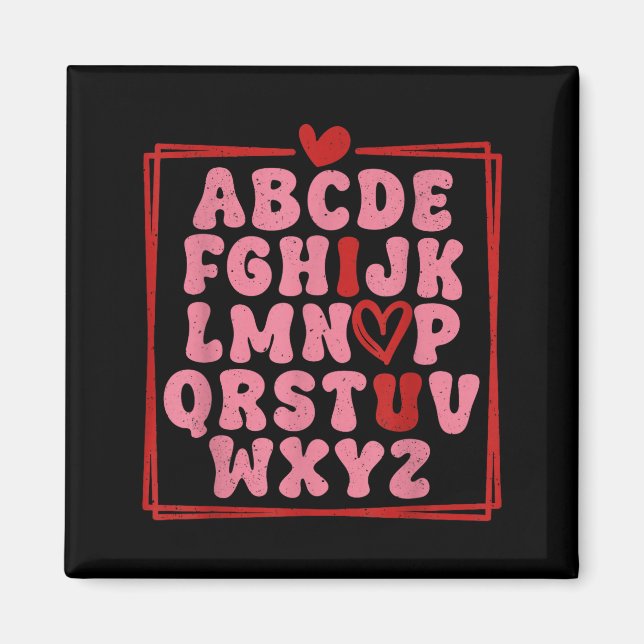 Imán Alphabet Abc I Love You Valentines Day Heart  (Frente)