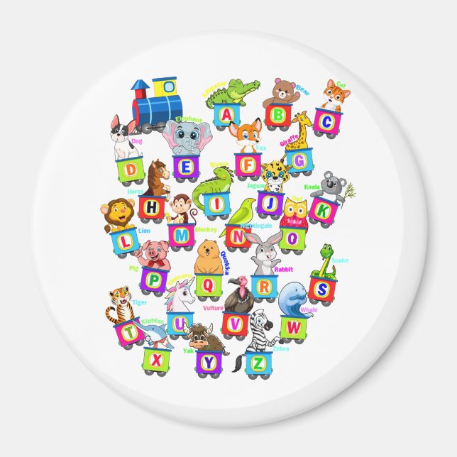 Imán Alphabet Animal ABCs Learning Circle Magnet (Frente)
