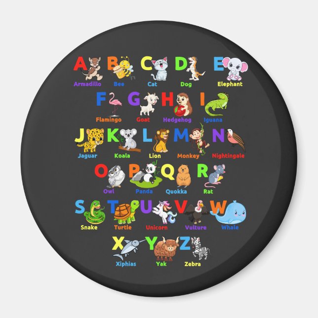 Imán Alphabet Animal ABCs Learning Circle Magnet (Frente)