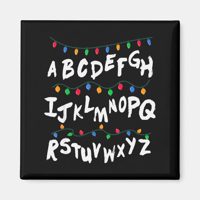 Imán Alphabet Christmas Lights T Shirt Stranger Tee Gif (Frente)