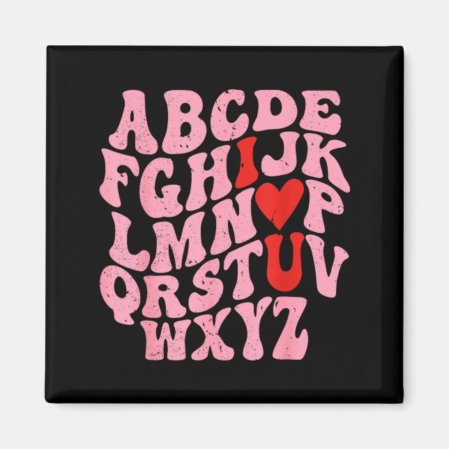 Imán Alphabet I Love You Valentines Day Heart Teacher K (Frente)