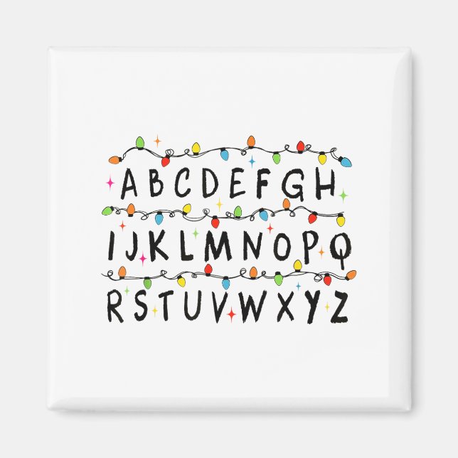 Imán Alphabet Stranger Christmas 2025 Lights Boys Girls (Frente)