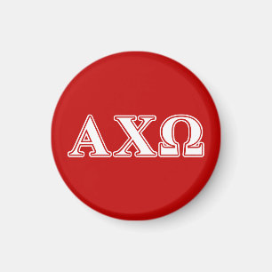 Imán Alphi Chi Omega Letras Blancas y Rojas