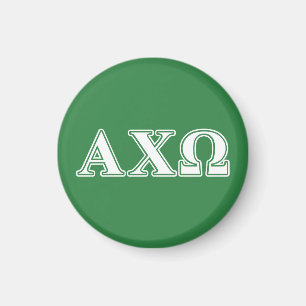 Imán Alphi Chi Omega Letras Blancas y Verdes