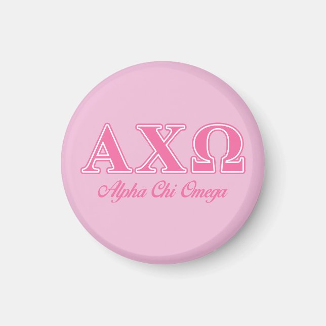 Imán Alphi Chi Omega Letras Rosas (Frente)