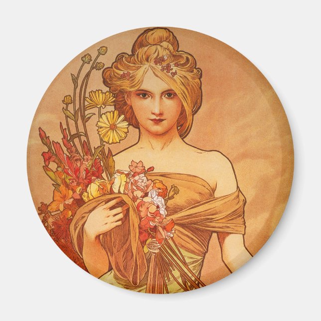 Imán Alphonse (Alfons) Mucha Bouquet (Frente)