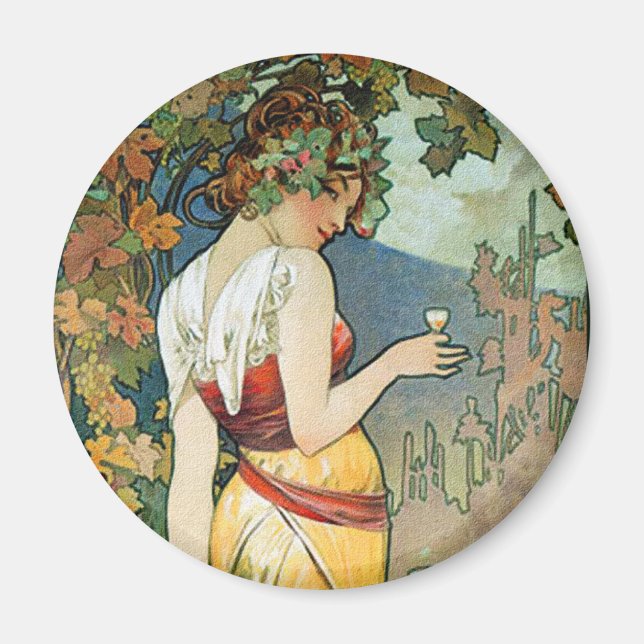 Imán Alphonse (Alfons) Mucha: Cognac - Art Nouveau (Frente)