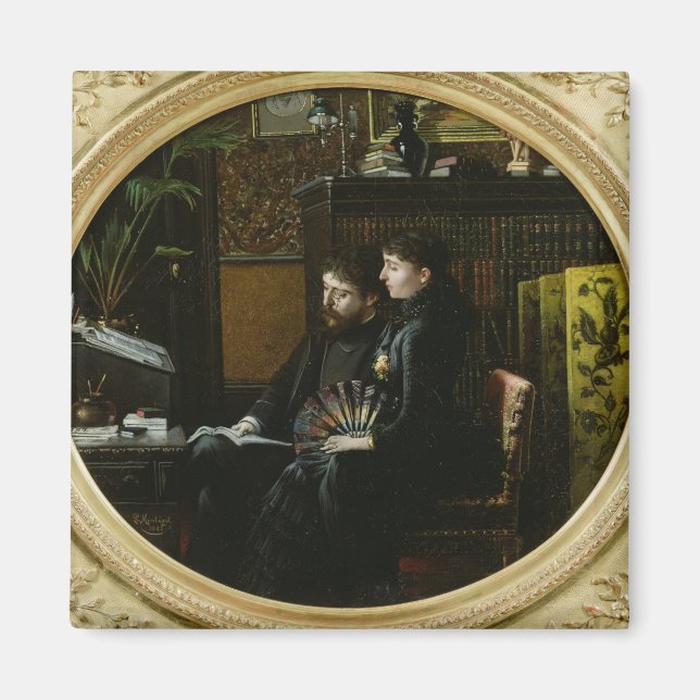 Imán Alphonse Daudet y su esposa en su estudio (Frente)