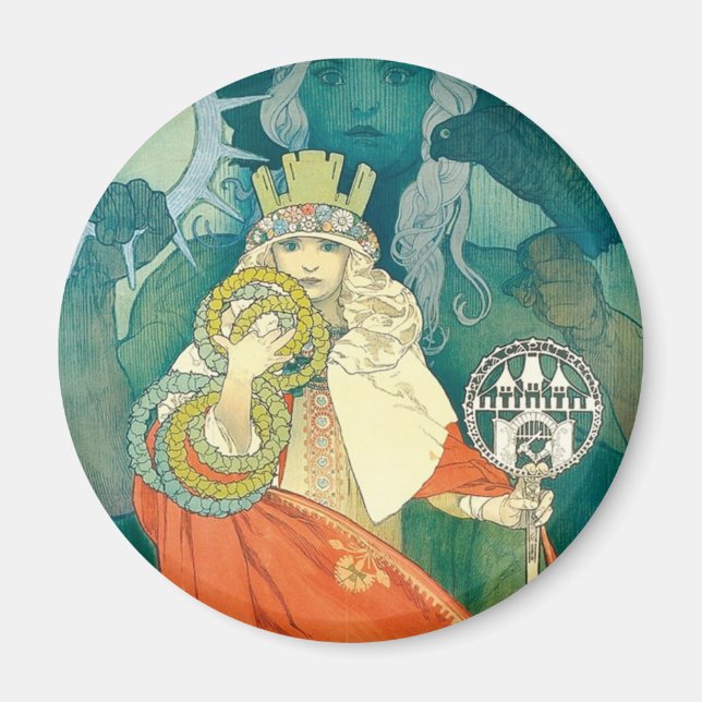 Imán Alphonse Maria Mucha ~ Art Nouveau (Frente)