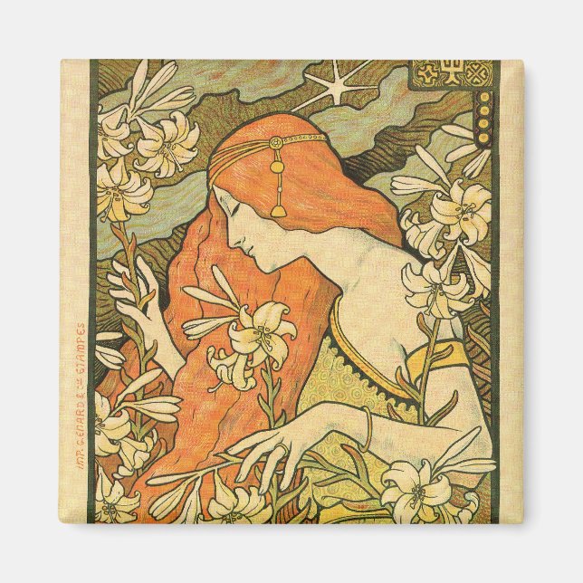 Imán Alphonse Mucha Art Deco (Frente)