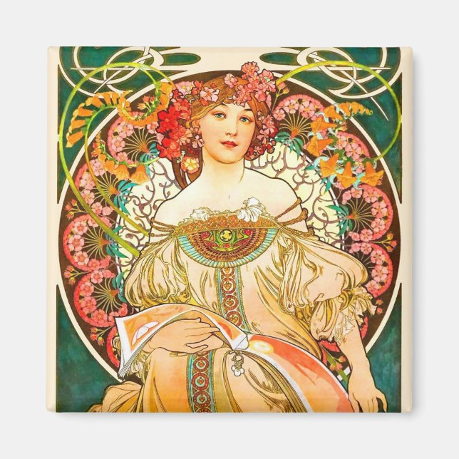 Imán Alphonse Mucha Art Nouveau Daydream (Frente)