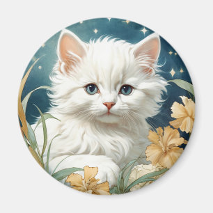 Imán Alphonse Mucha Art Nouveau Kitten