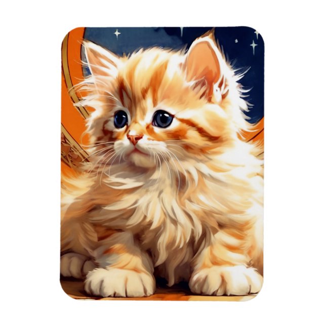 Imán Alphonse Mucha Art Nouveau Naranja Cat (Vertical)