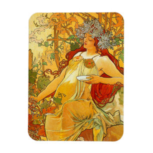 Imán Alphonse Mucha Art Nouveau Otoño