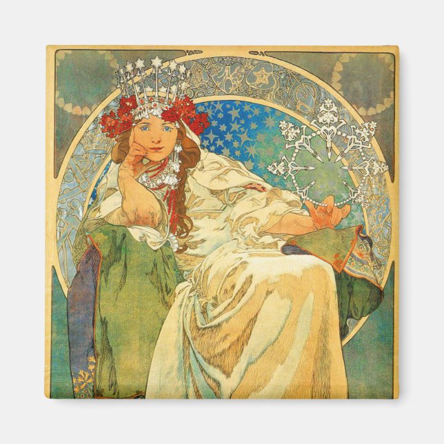 Imán Alphonse Mucha Art Nouveau Princess Hyacinth (Frente)