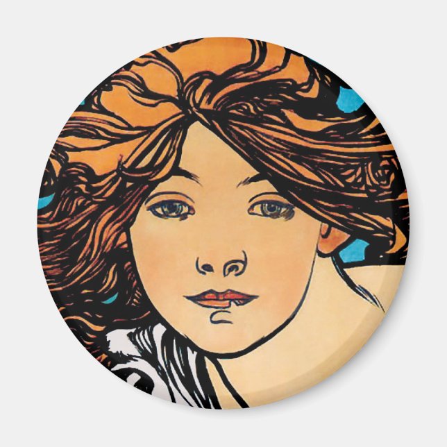 Imán Alphonse Mucha - Ciclos Perfecta Retro Art Nouveau (Frente)