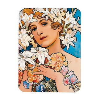 Imán Alphonse Mucha - Flor - Arte Retro Art Nouveau