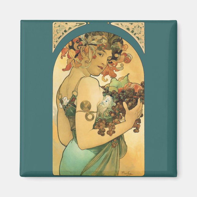 Imán Alphonse Mucha ~ Fruta (1897) (Frente)