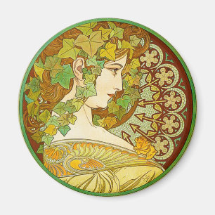 Imán Alphonse Mucha Laurel Magnet