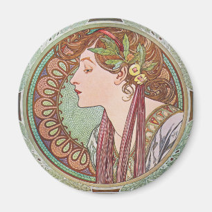 Imán Alphonse Mucha Laurel Magnet de Ronda Art Nouveau