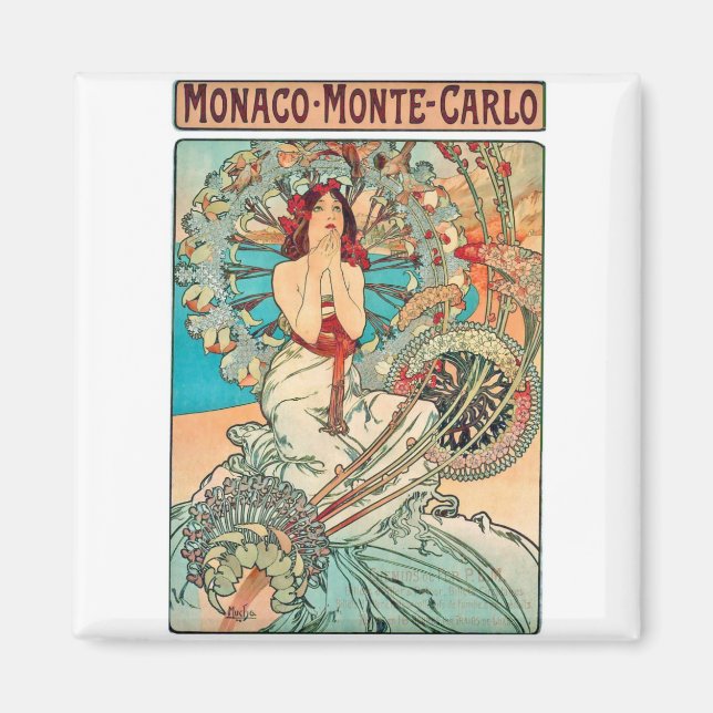 Imán Alphonse Mucha Monaco, Montecarlo, 1897 (Frente)